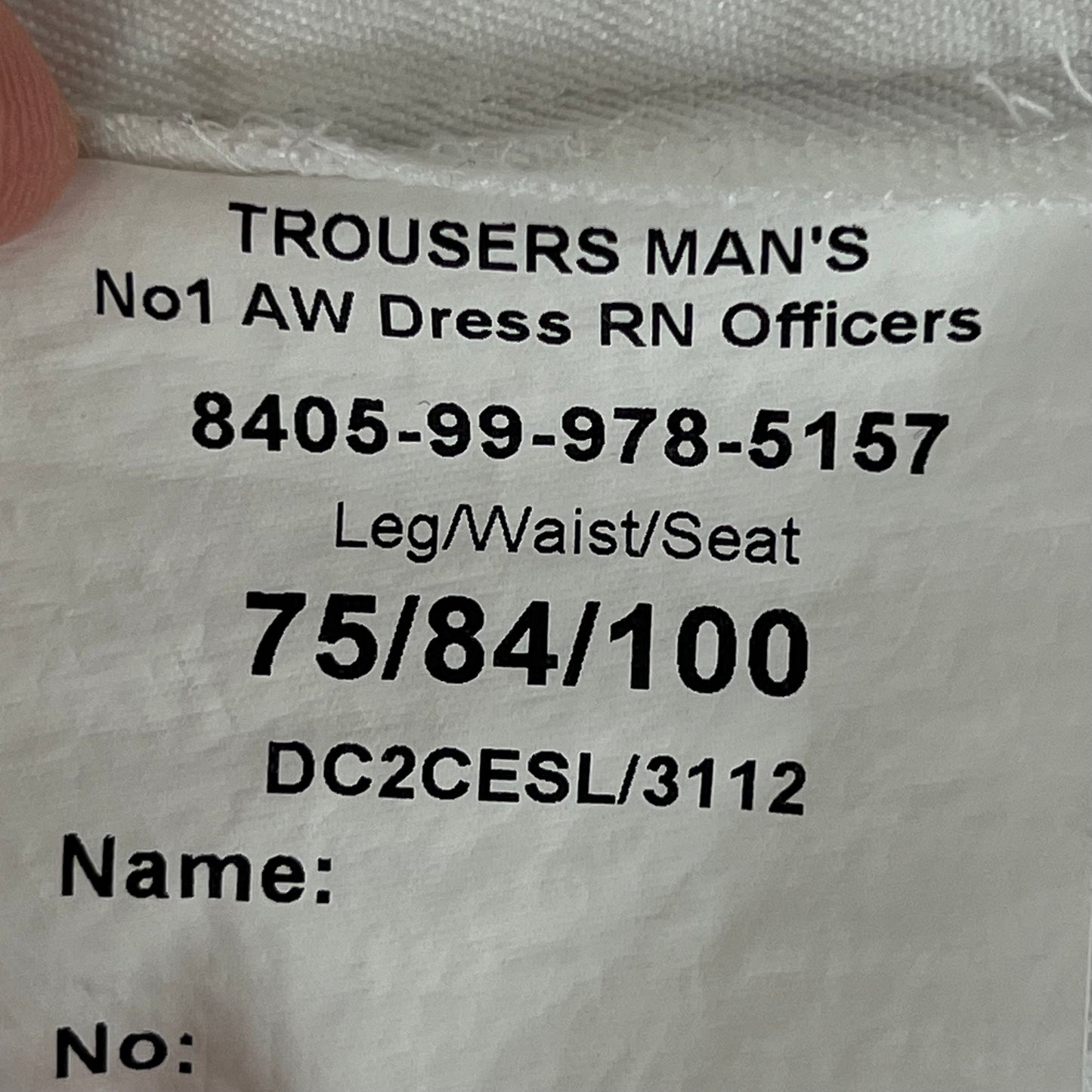 British Royal Navy Officer's White No. 1 AW Dress Trousers - W32 L28