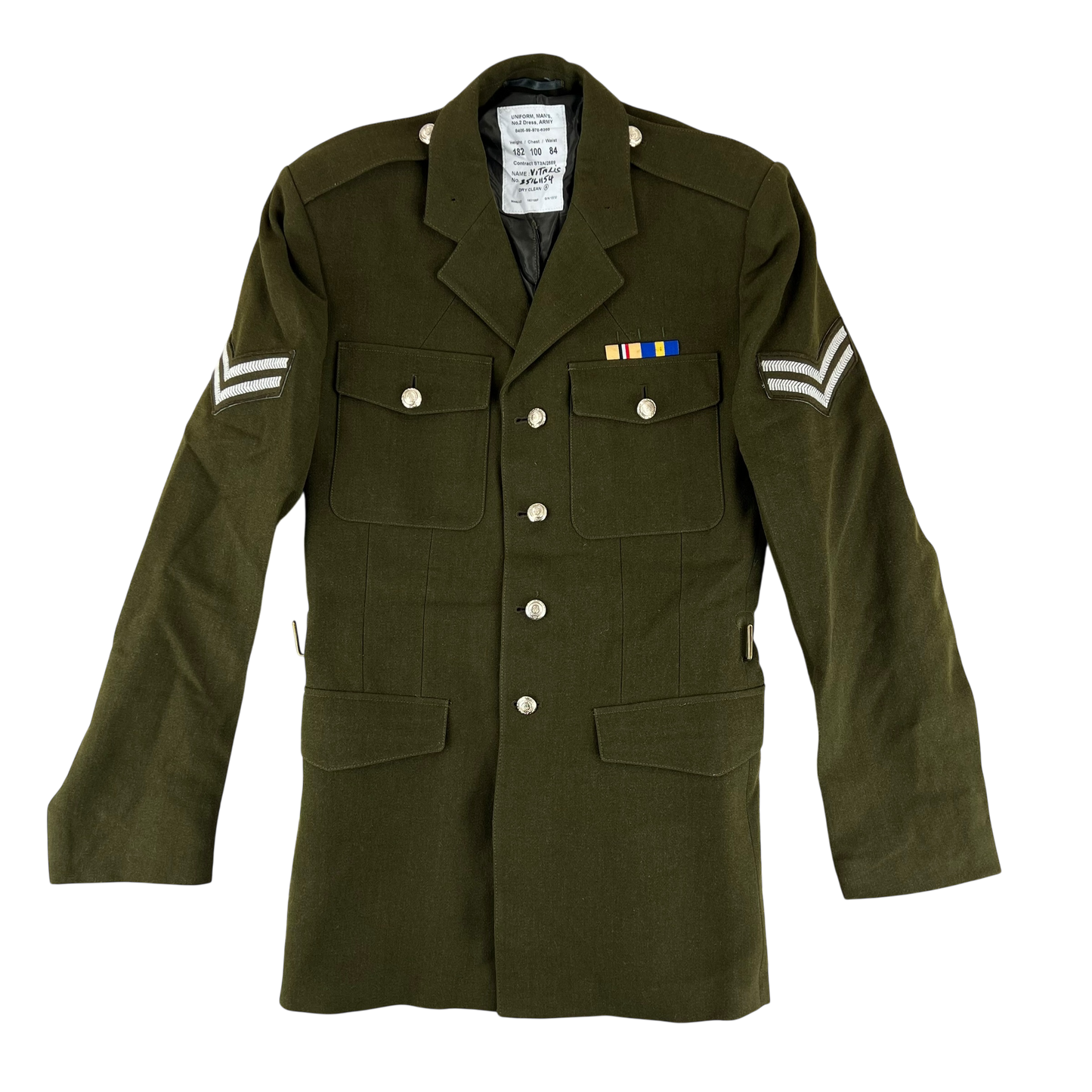 British Army 1980 Pattern No. 2 Olive Green Dress Jacket - RLC - Medium 182/100