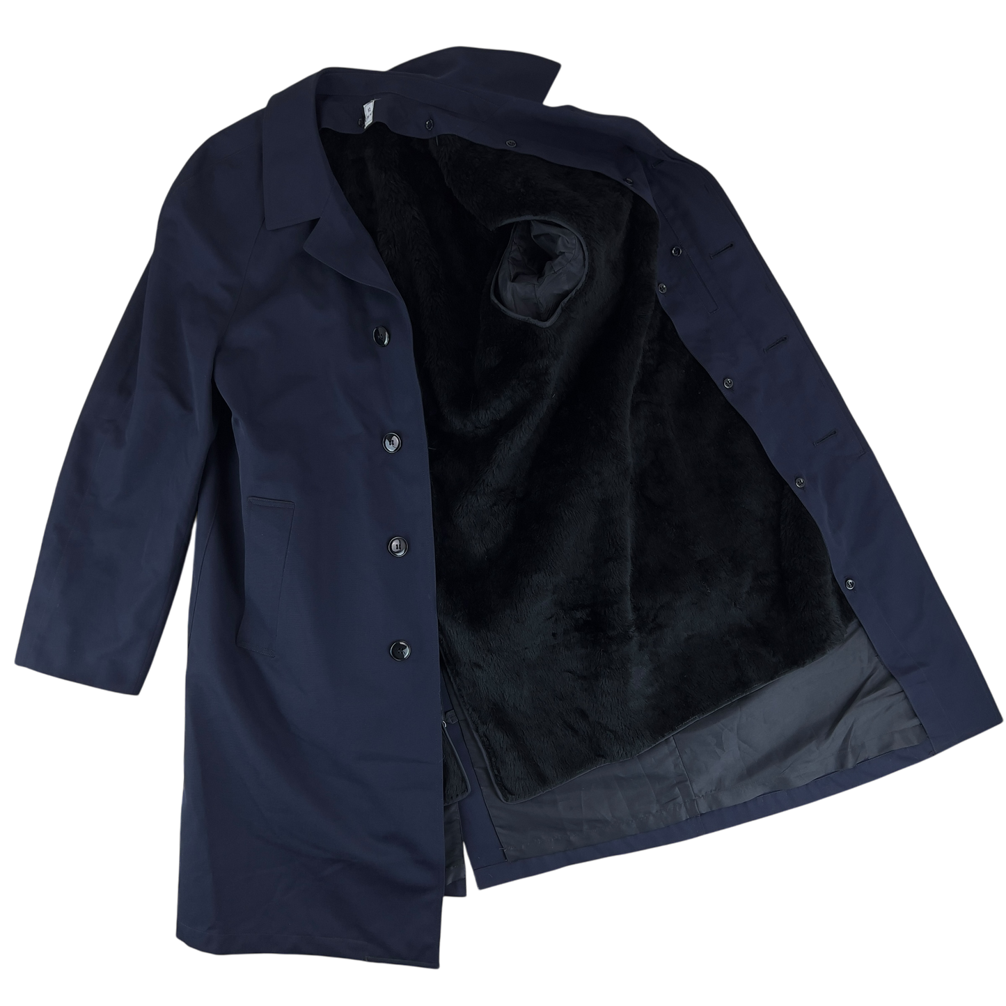 French Navy Gabardine Trenchcoat w/ Fur Liner - Medium