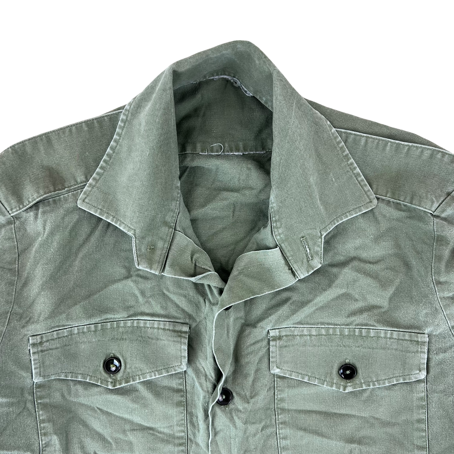 British Army Mens Olive Green Cotton Shirt Long Sleeve - Small 37cm