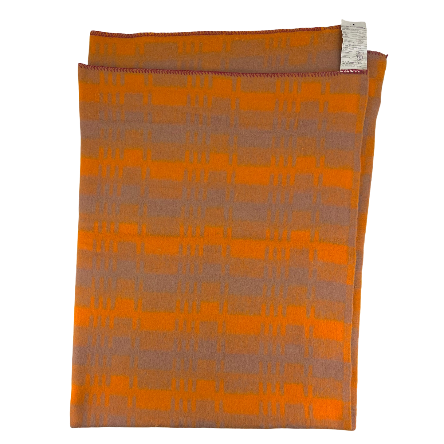 Polish Army Vintage Orange Line Pattern Wool Blanket