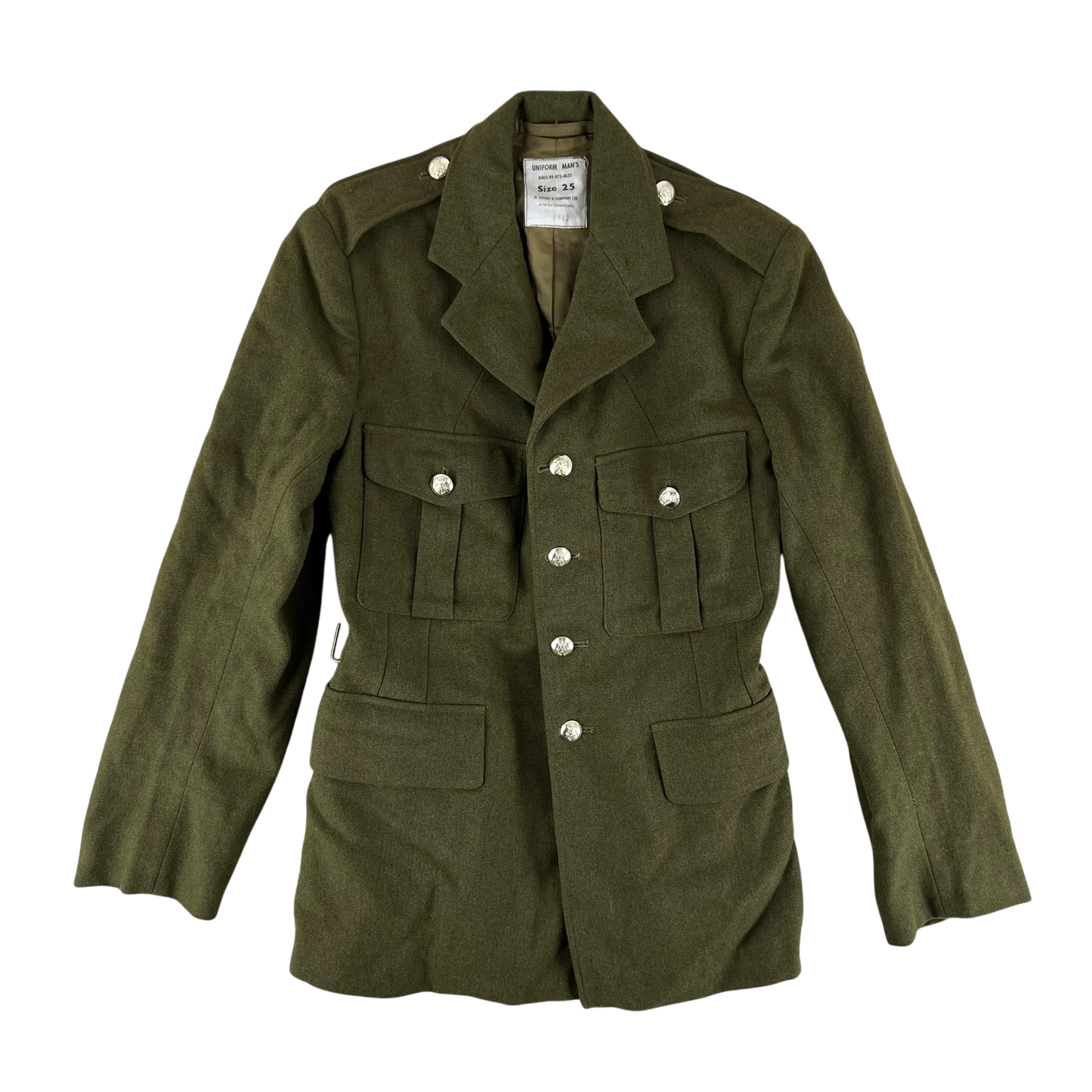 British Army 60s Pattern No. 2 Olive Green Dress Jacket - Yorkshire Volunteers - Small