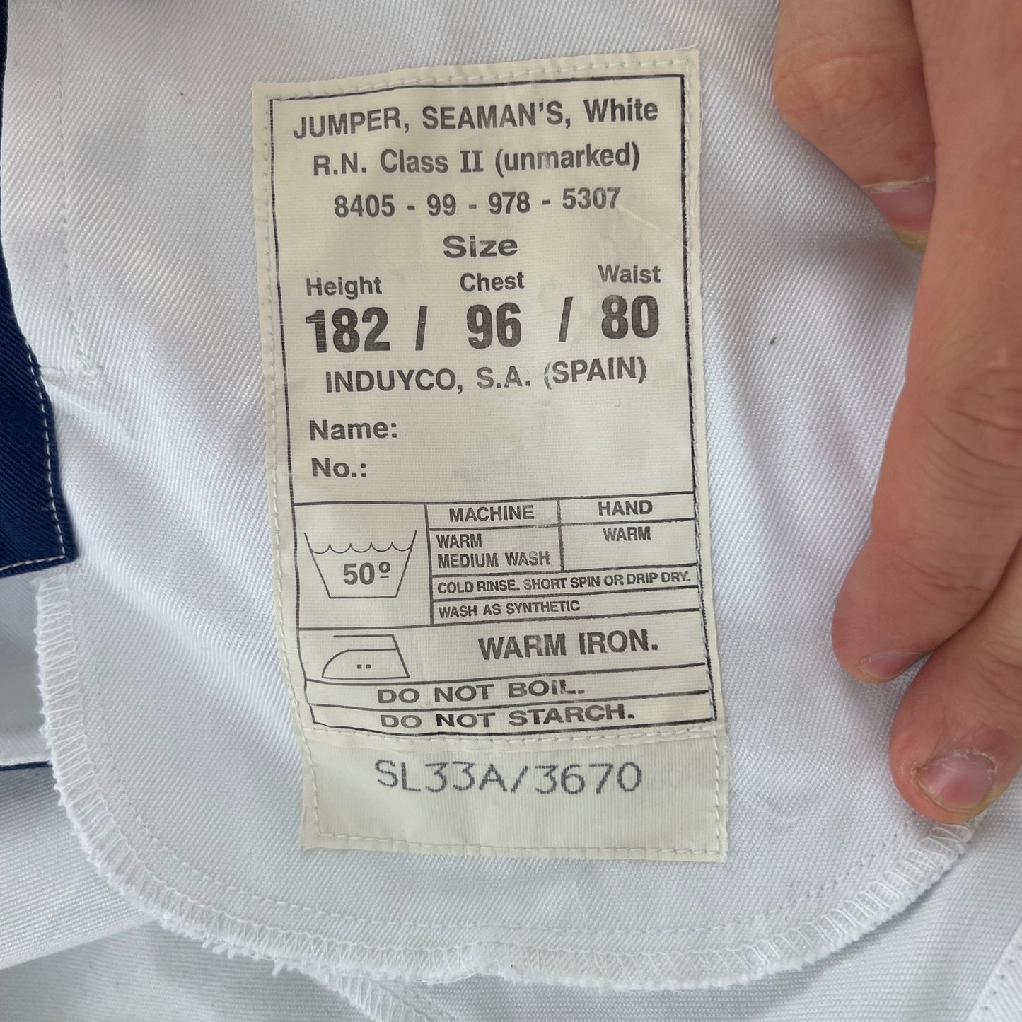 British Royal Navy Class II White Jumper Sailor's Top - Medium 182/96