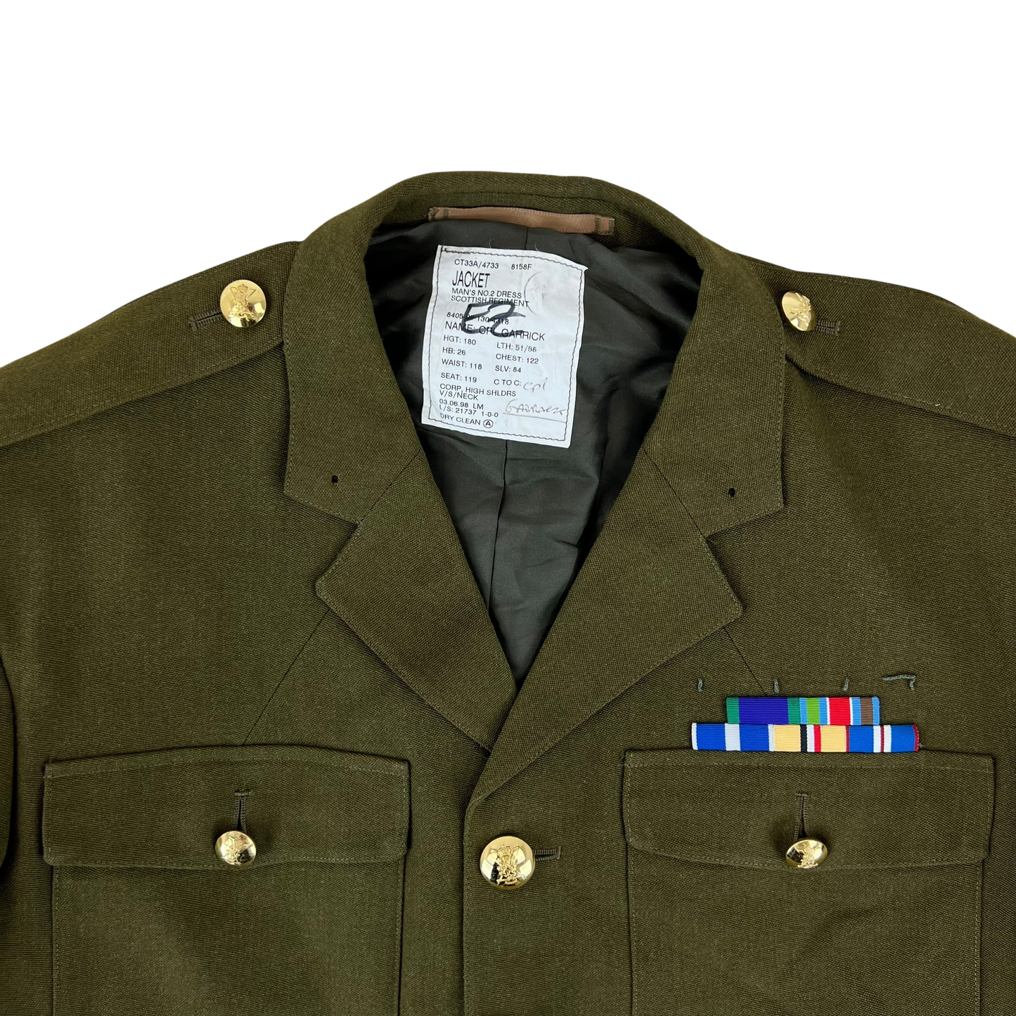 British Army 1980 Scottish Pattern No. 2 Olive Green Dress Jacket - Royal Regiment of Scotland - Large