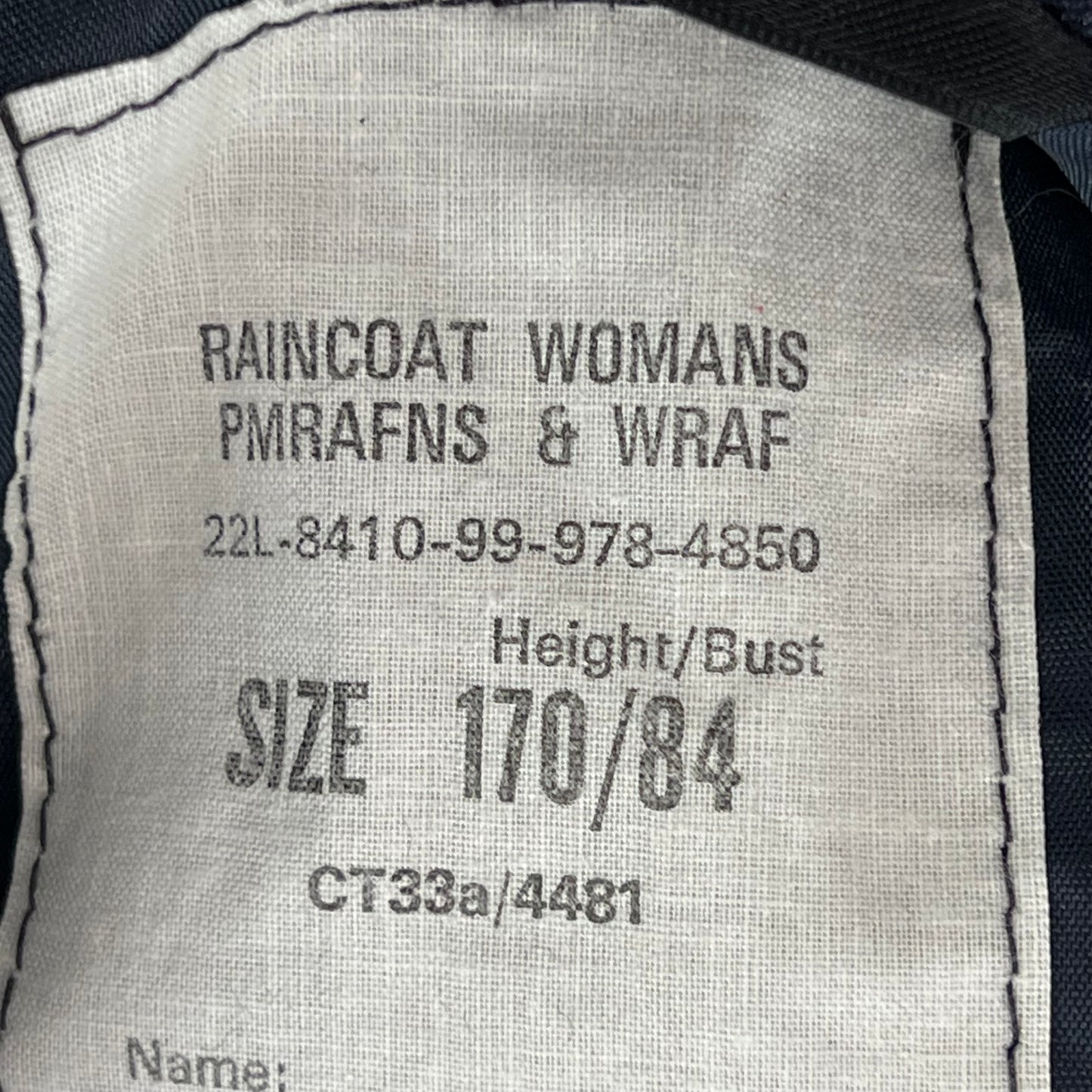 British Royal Air Force Women's Raincoat Trench Coat - Small 170/84