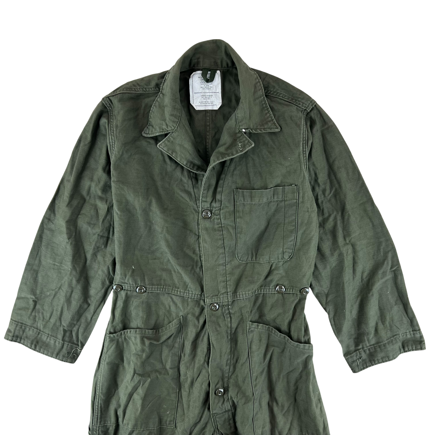US Army Olive Green Sateen Coveralls - Medium