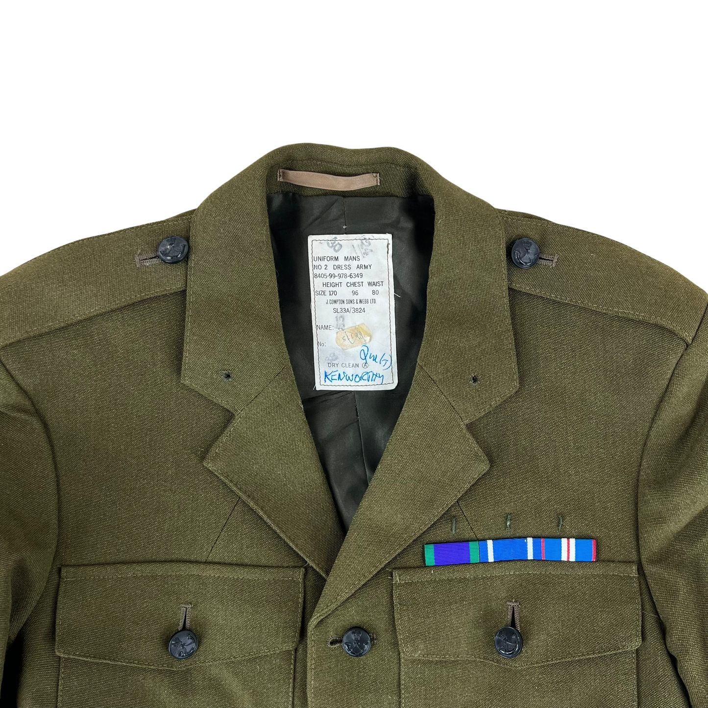 British Army 1980 Pattern No. 2 Olive Green Dress Jacket - Rifles Regiment - Medium 170/96