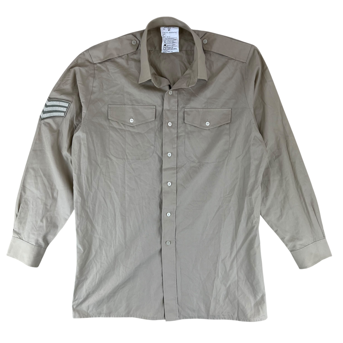 British Army Mens Fawn Shirt Long Sleeve - Large 41 Collar
