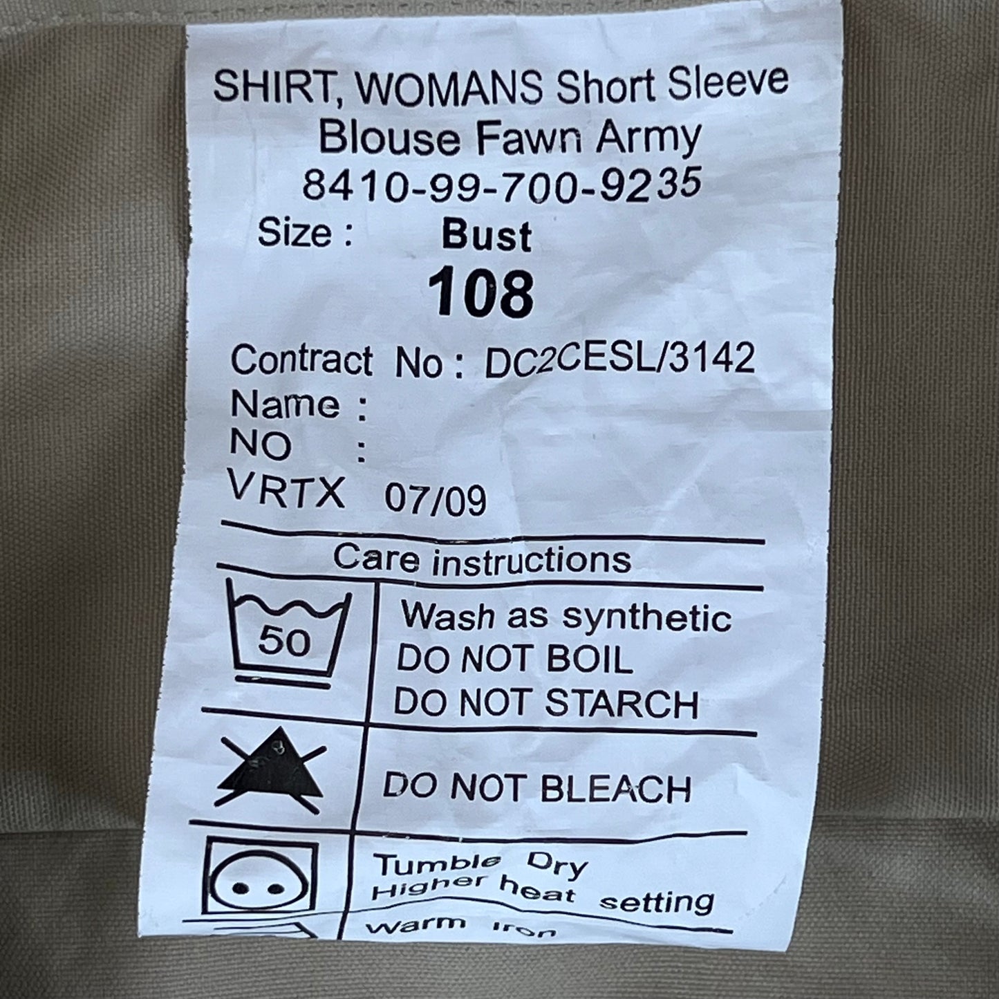 British Army Womens Fawn Shirt Short Sleeve - Large 108cm