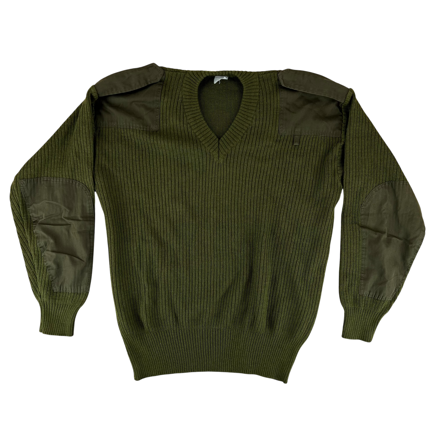 Italian Army Olive Green V Neck Pullover Jumper - X Large