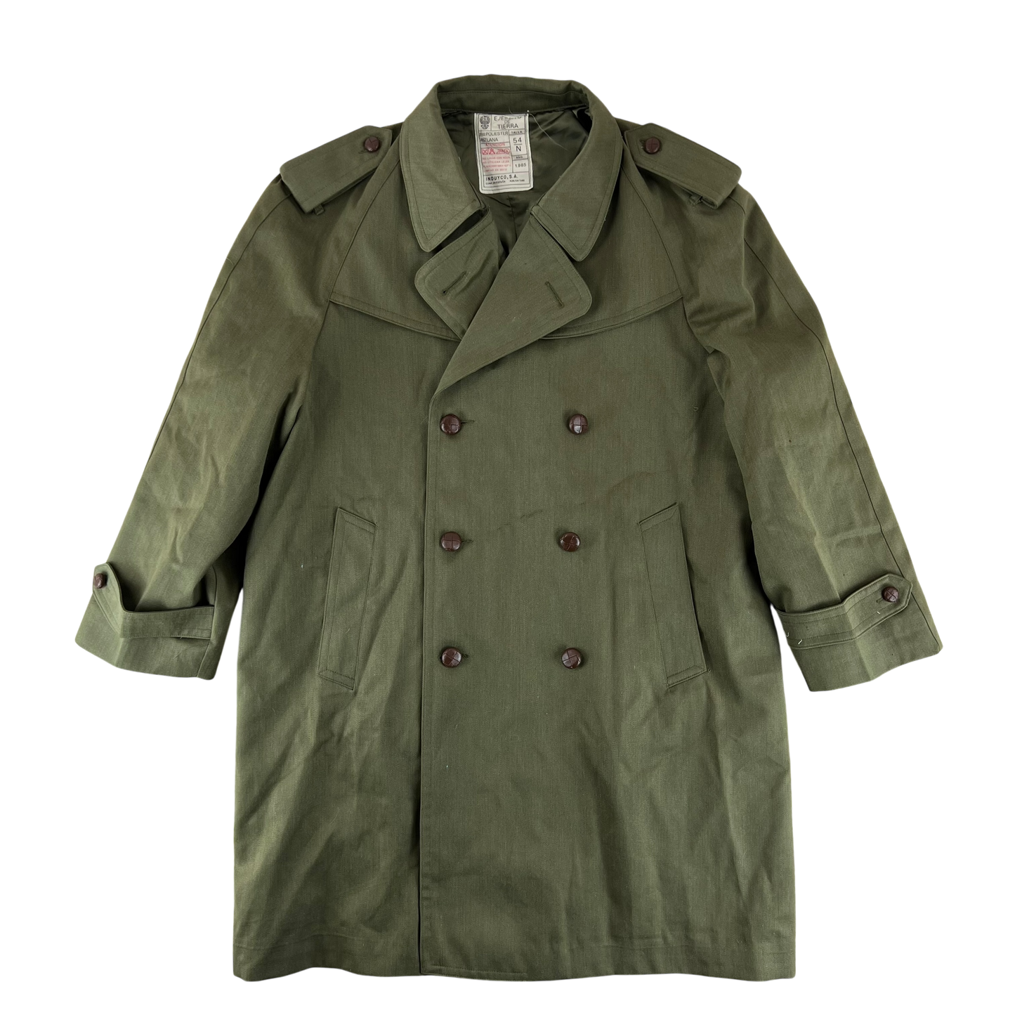 Spanish Army 80s Green Trenchcoat - Large