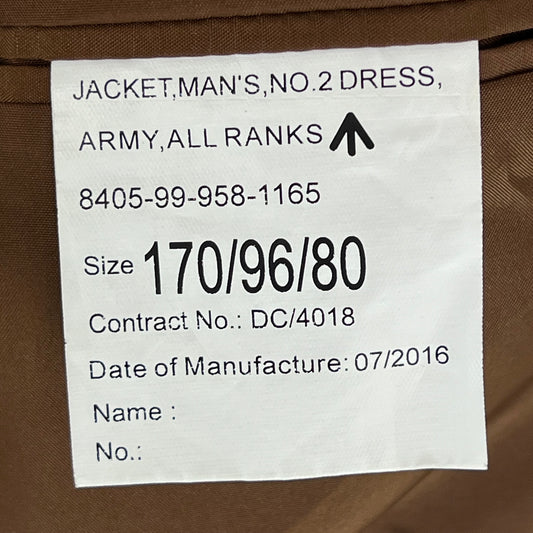 British Army No.2 FAD Dress Jacket - Rifles Regiment - Medium 170/96