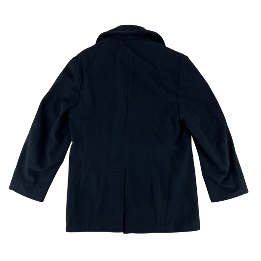 US Navy 70s Black Wool Peacoat - Medium 40R