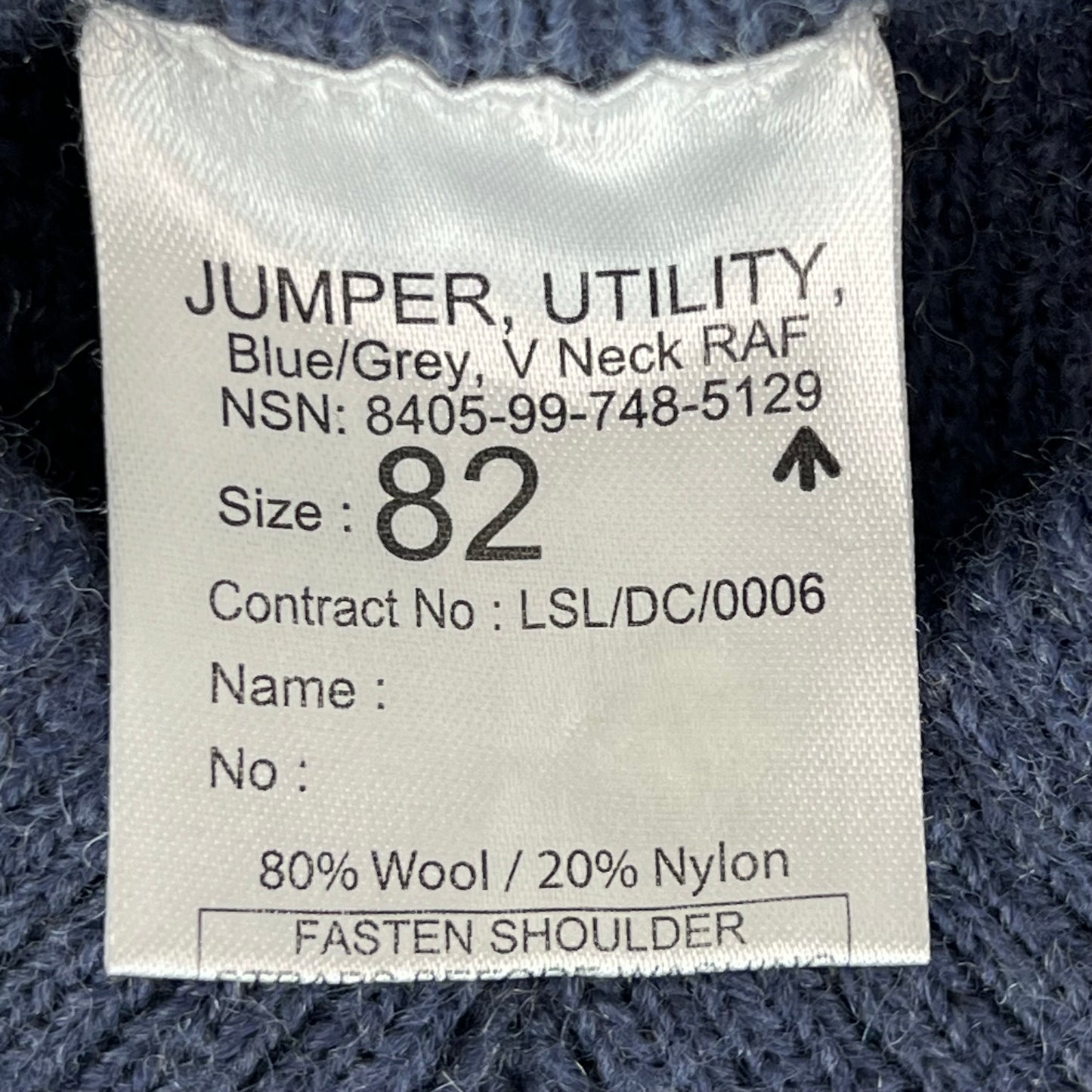 British RAF Wool V Neck Pullover Jersey Jumper - Small 82cm