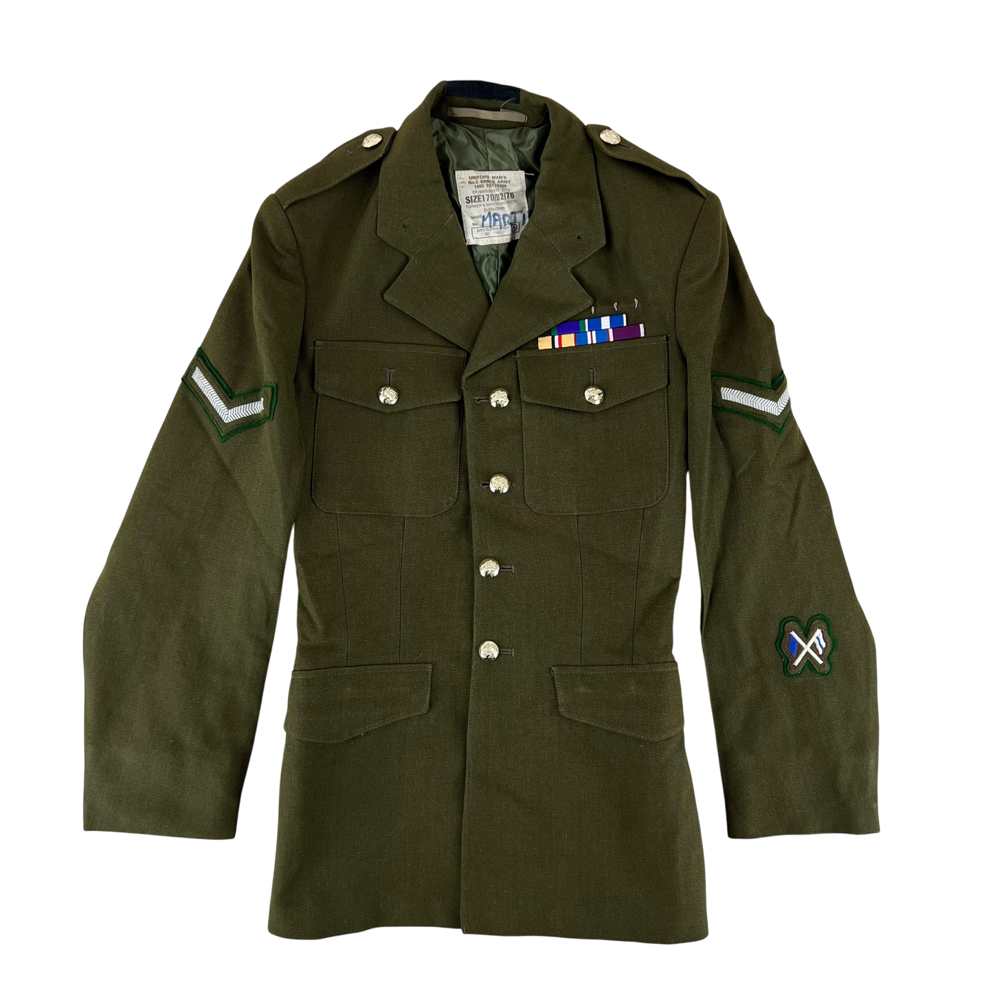 British Army 1980 Pattern No. 2 Olive Green Dress Jacket - Welsh Brigade - Small 170/92