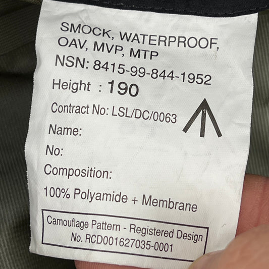 British Army MTP Camouflage Waterproof OAV MVP Smock - 190cm