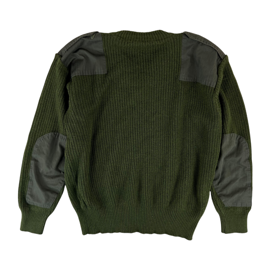 Italian Army Olive Green V Neck Pullover Jumper - X Large