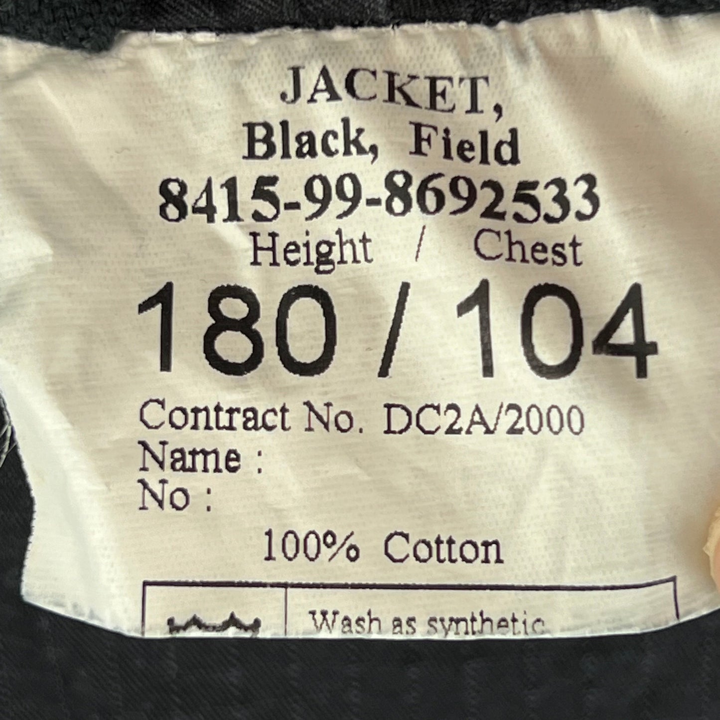 British Army SAS Police Black Field Jacket - Large 180/104