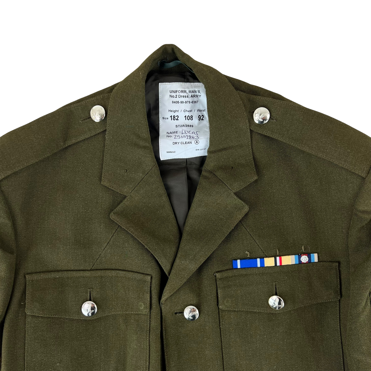 British Army 1980 Pattern No. 2 Olive Green Dress Jacket - Army Air Corps - Large 182/108