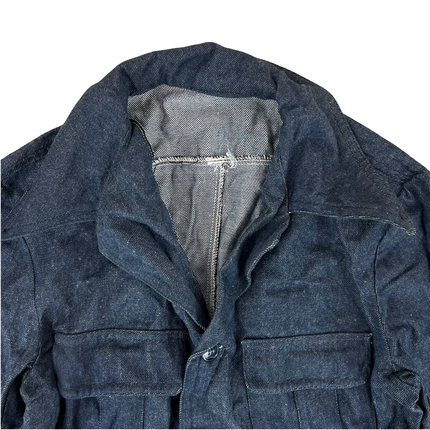 French Army Navy 70s Vintage Denim Chore Jacket - X Small