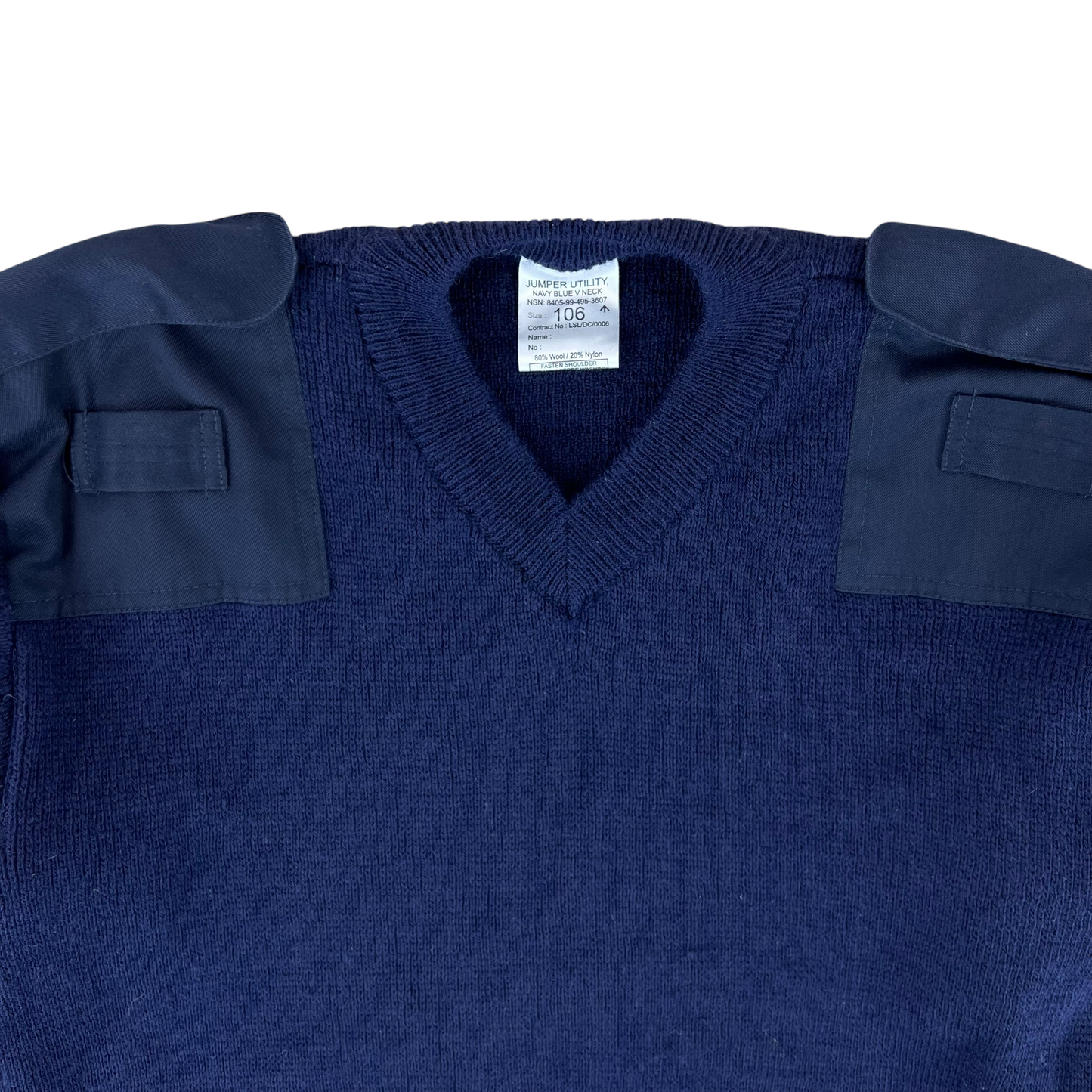 British Royal Navy Wool V Neck Pullover Jersey Jumper - Large 106cm