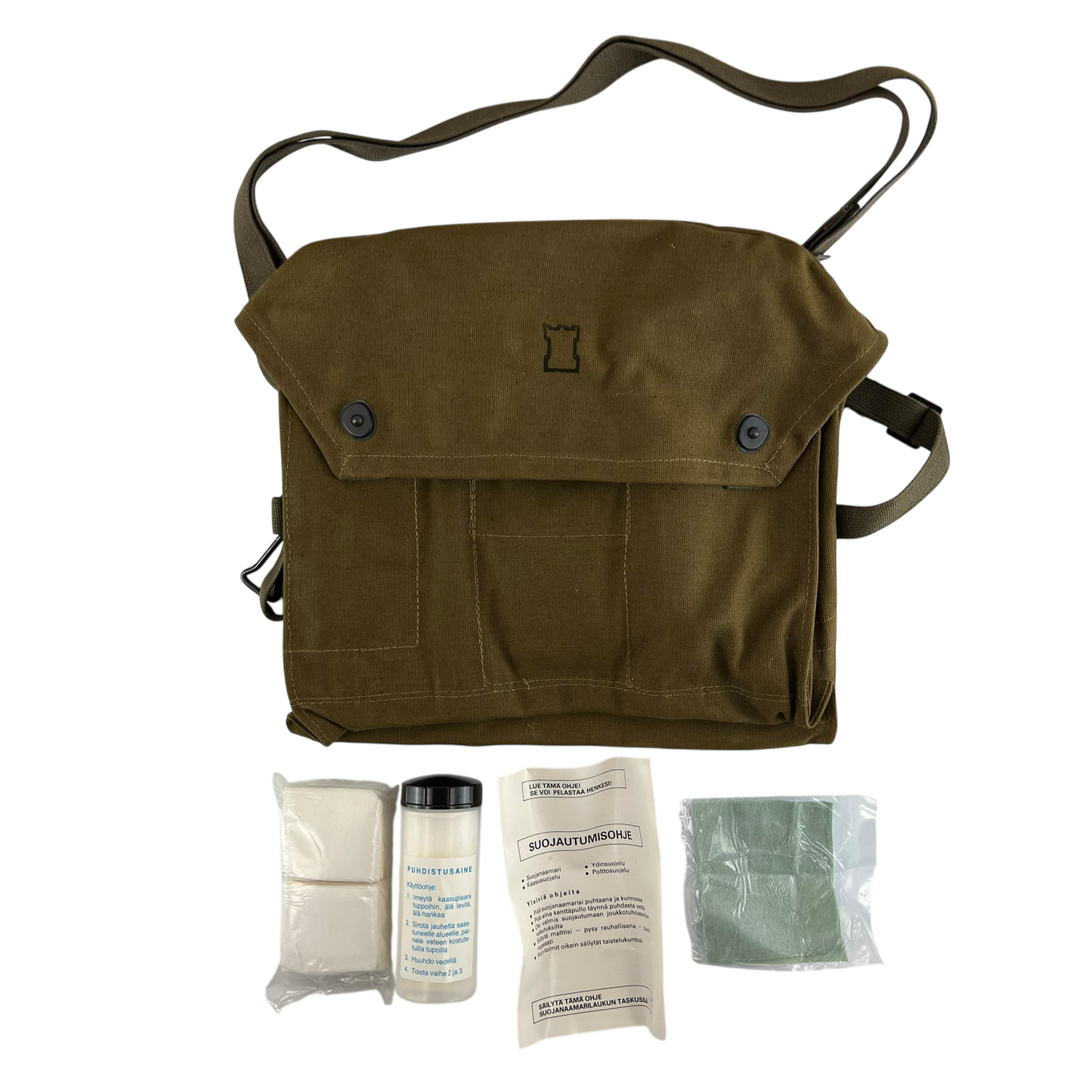 Finnish Army M61 Gas Mask Respirator Bag w/ Kit