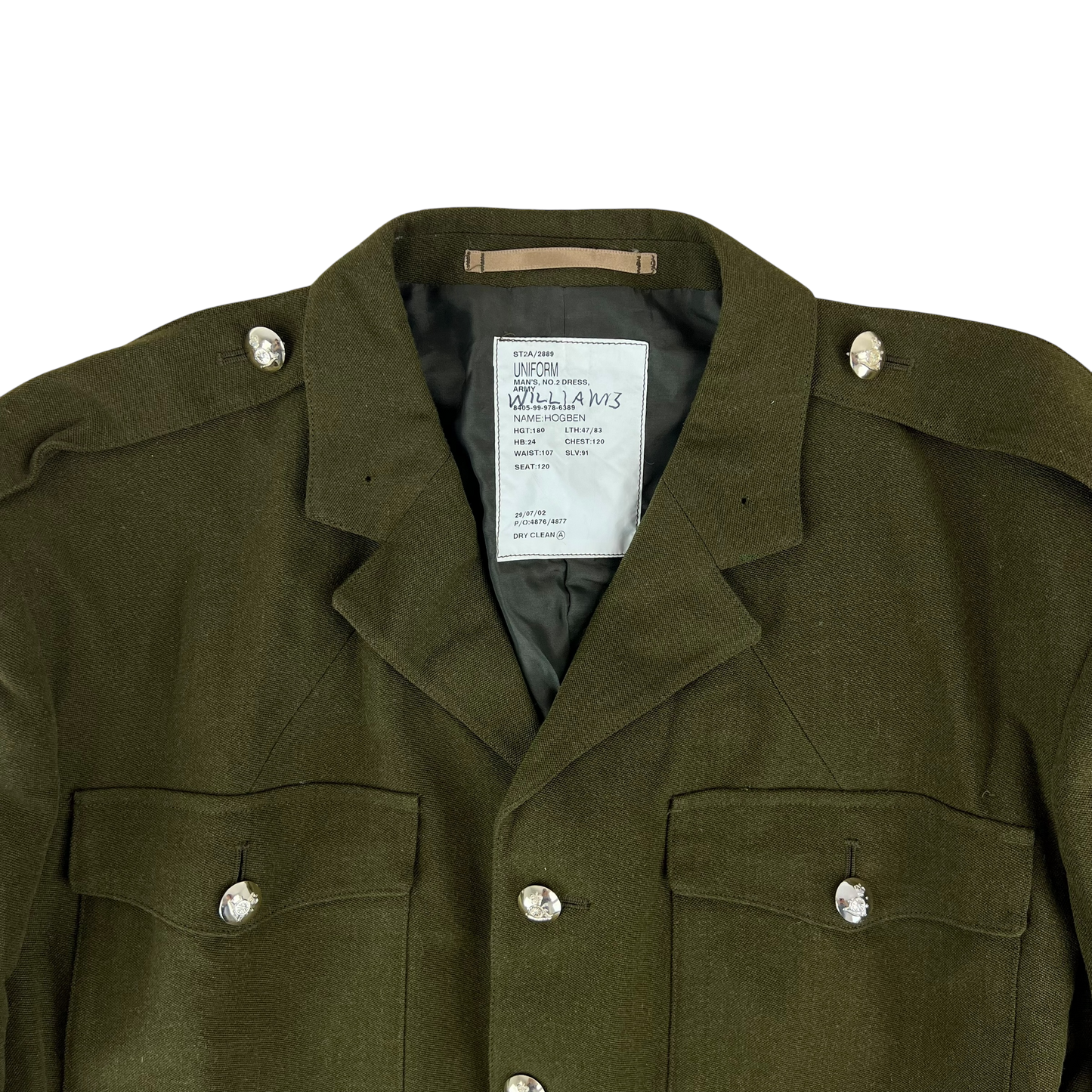 British Army 1980 Pattern No. 2 Olive Green Dress Jacket - Royal Artillery - X Large 180/120