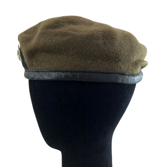British Army Khaki Beret w/ Badge - Royal Anglian - Small 56cm