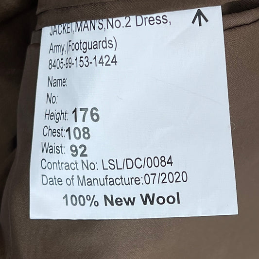 British Army No. 2 FAD Dress Jacket - Coldstream Guards - Large 176/108