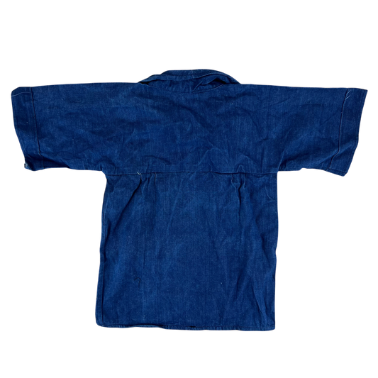 French Army Navy 70s Vintage Denim Pullover Top - X Small