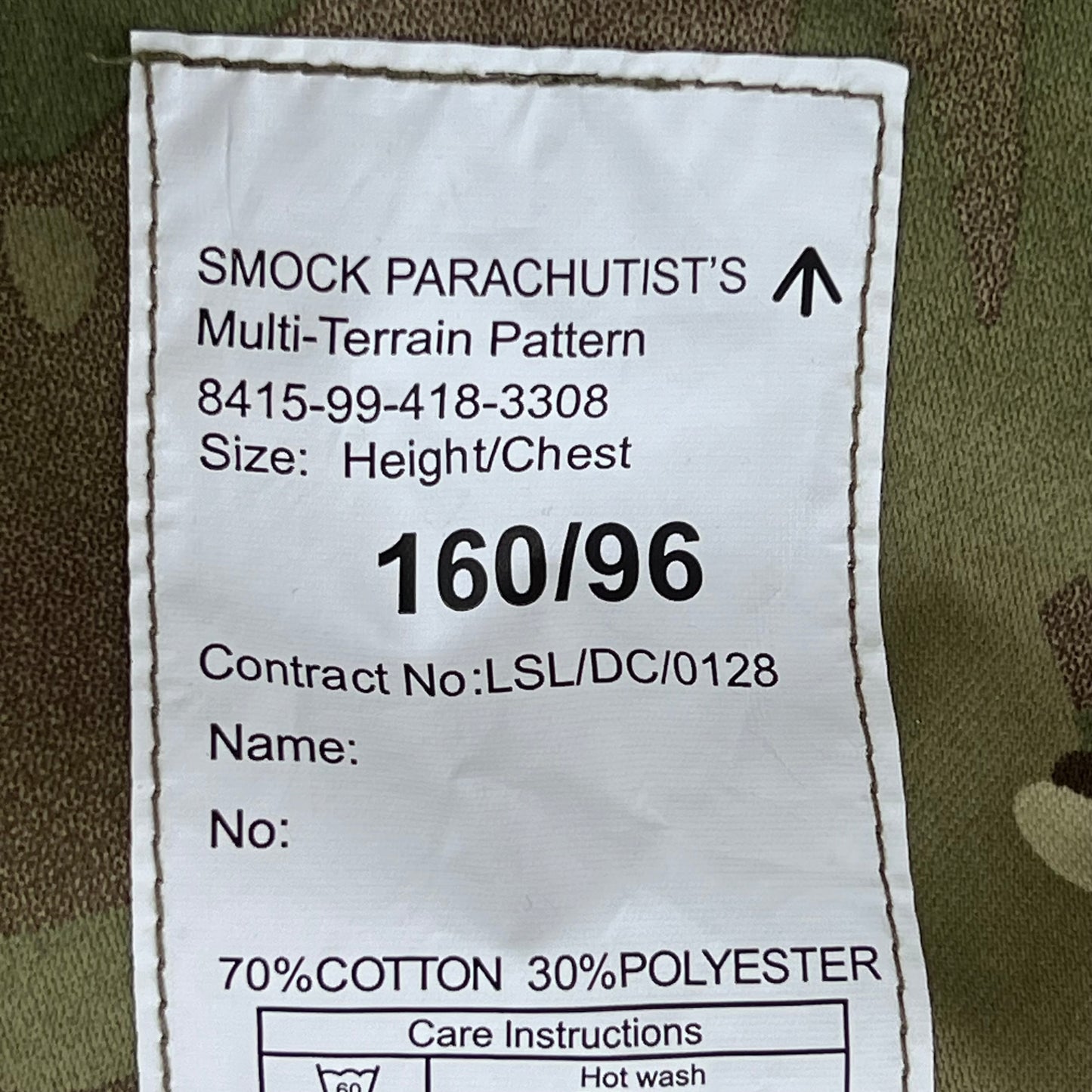 British Army Woodland MTP Camo Parachutist's Smock - Medium 160/96