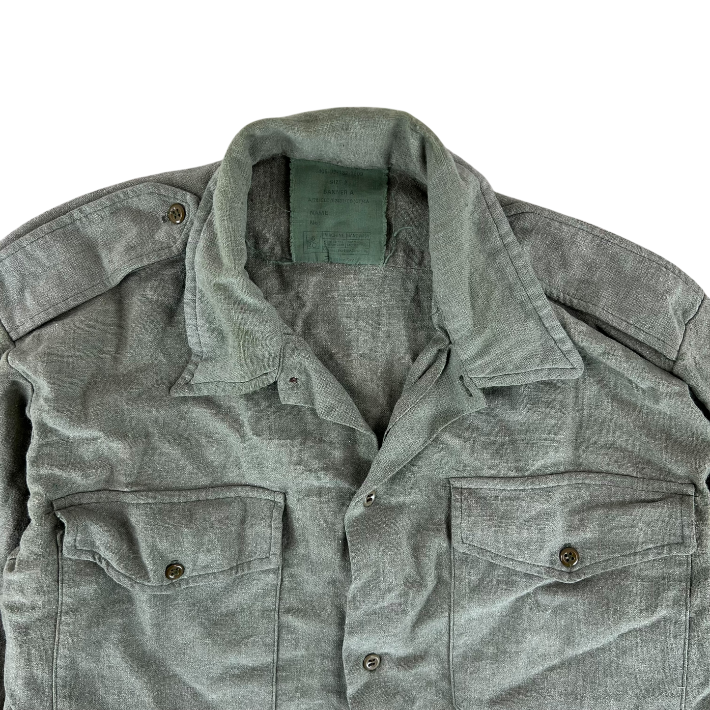 British Army Mens Olive Green Wool Shirt Long Sleeve - Medium SIZE 2