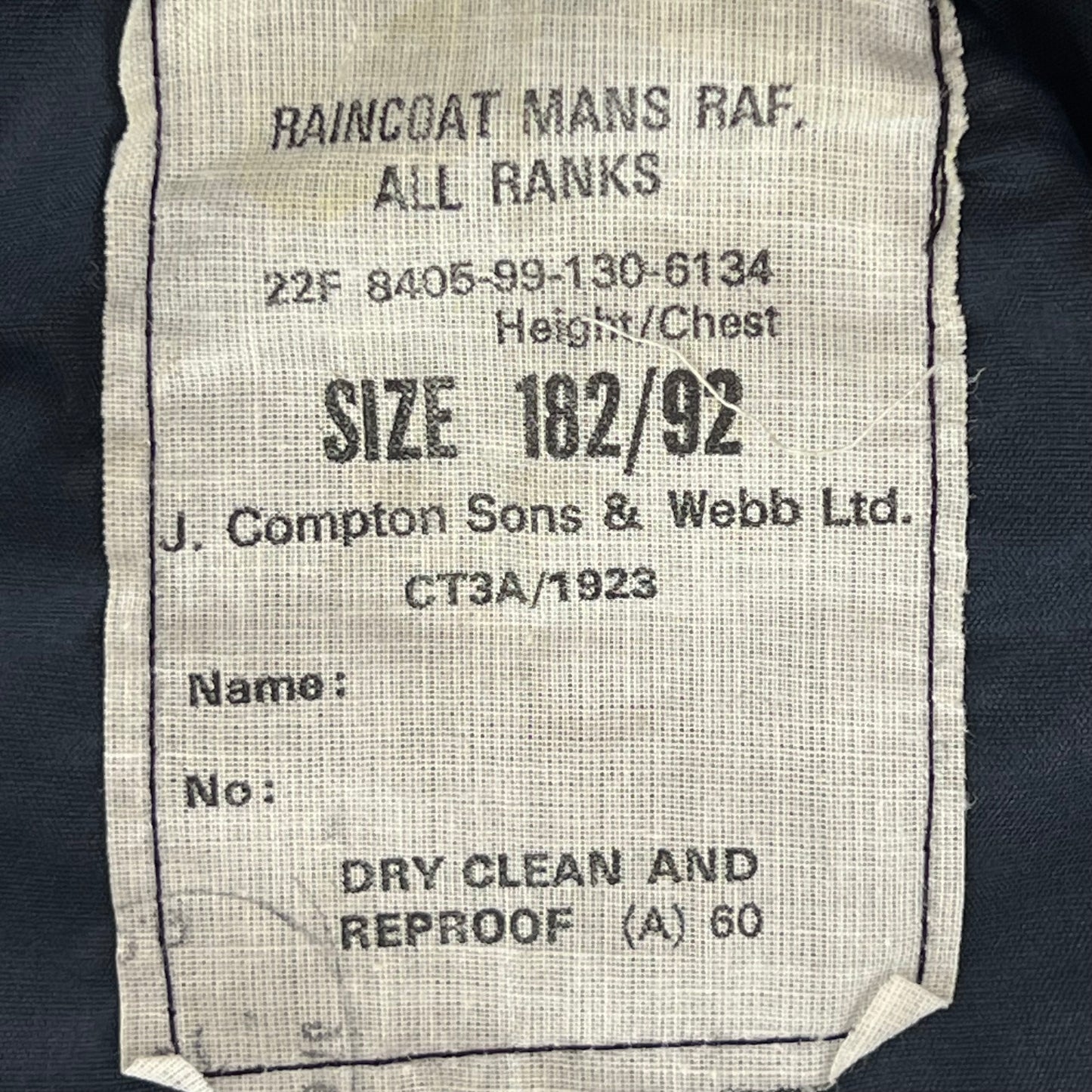 British Royal Air Force Raincoat Trench Coat - Medium 182/92