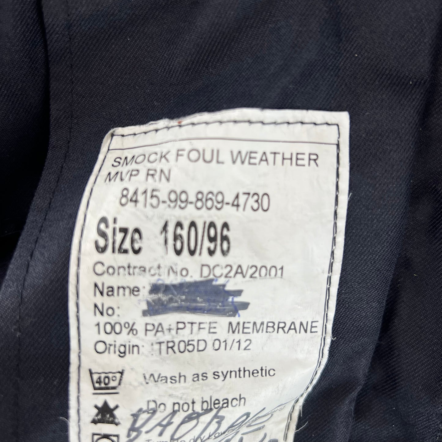 British Royal Navy Foul Weather MVP Smock - Medium 160/96