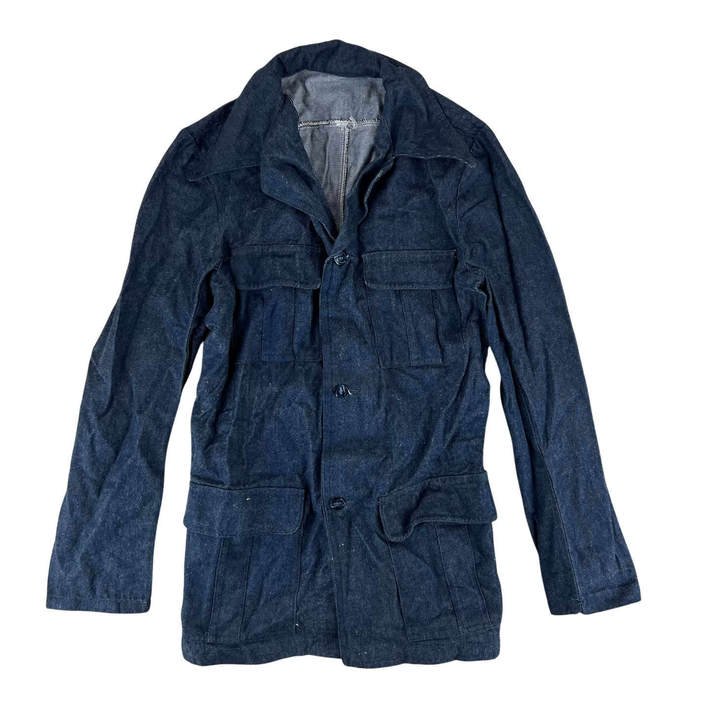 French Army Navy 70s Vintage Denim Chore Jacket - X Small