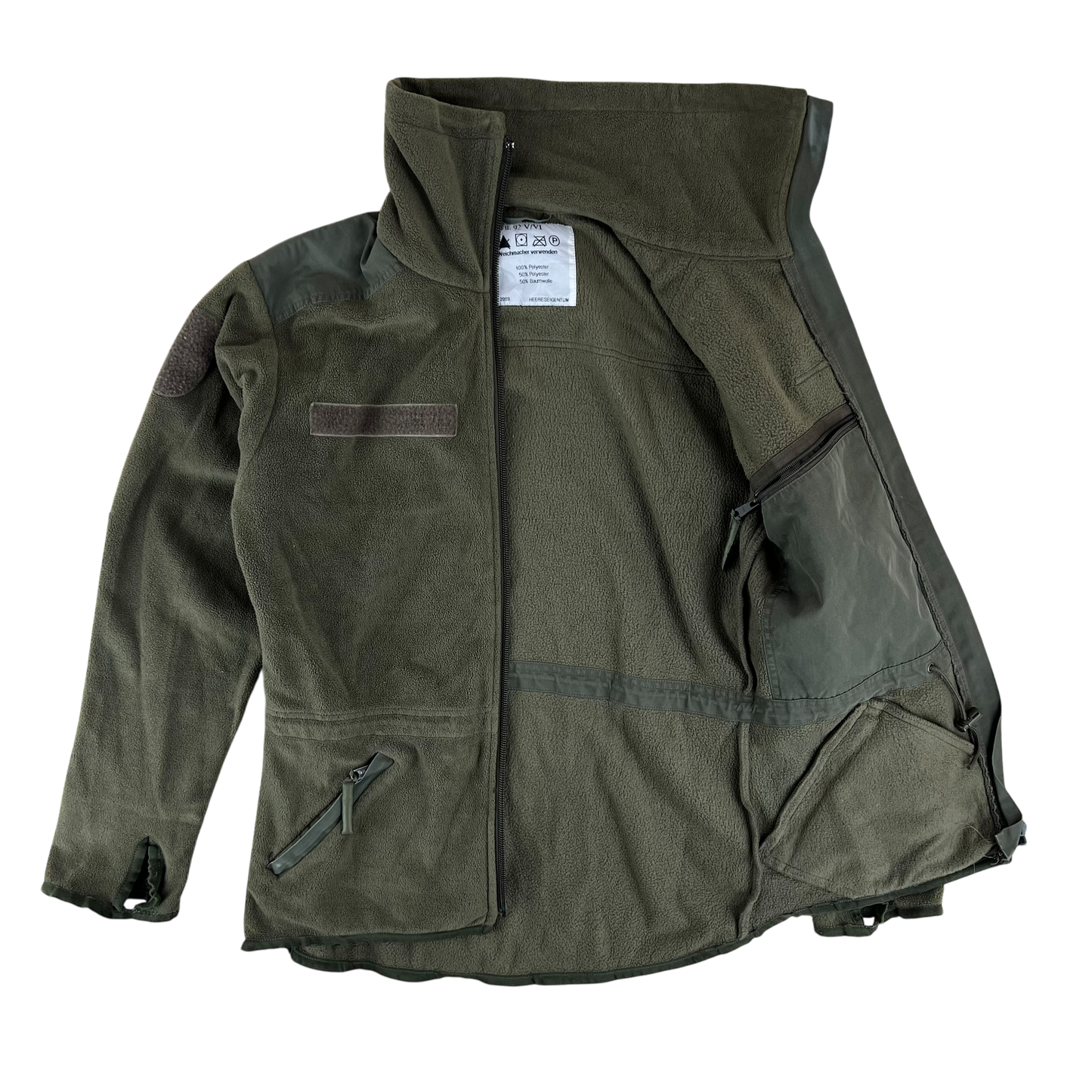 Austrian Army Olive Fleece Cardigan - Small 88-92 V/VI