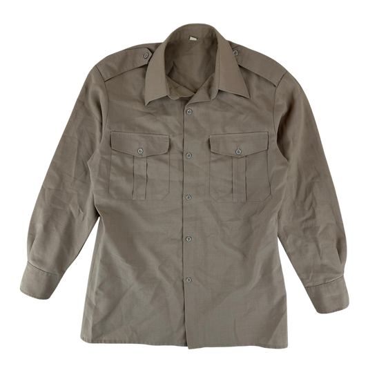 French Army 70s Khaki Shirt Long Sleeve - Medium 39C