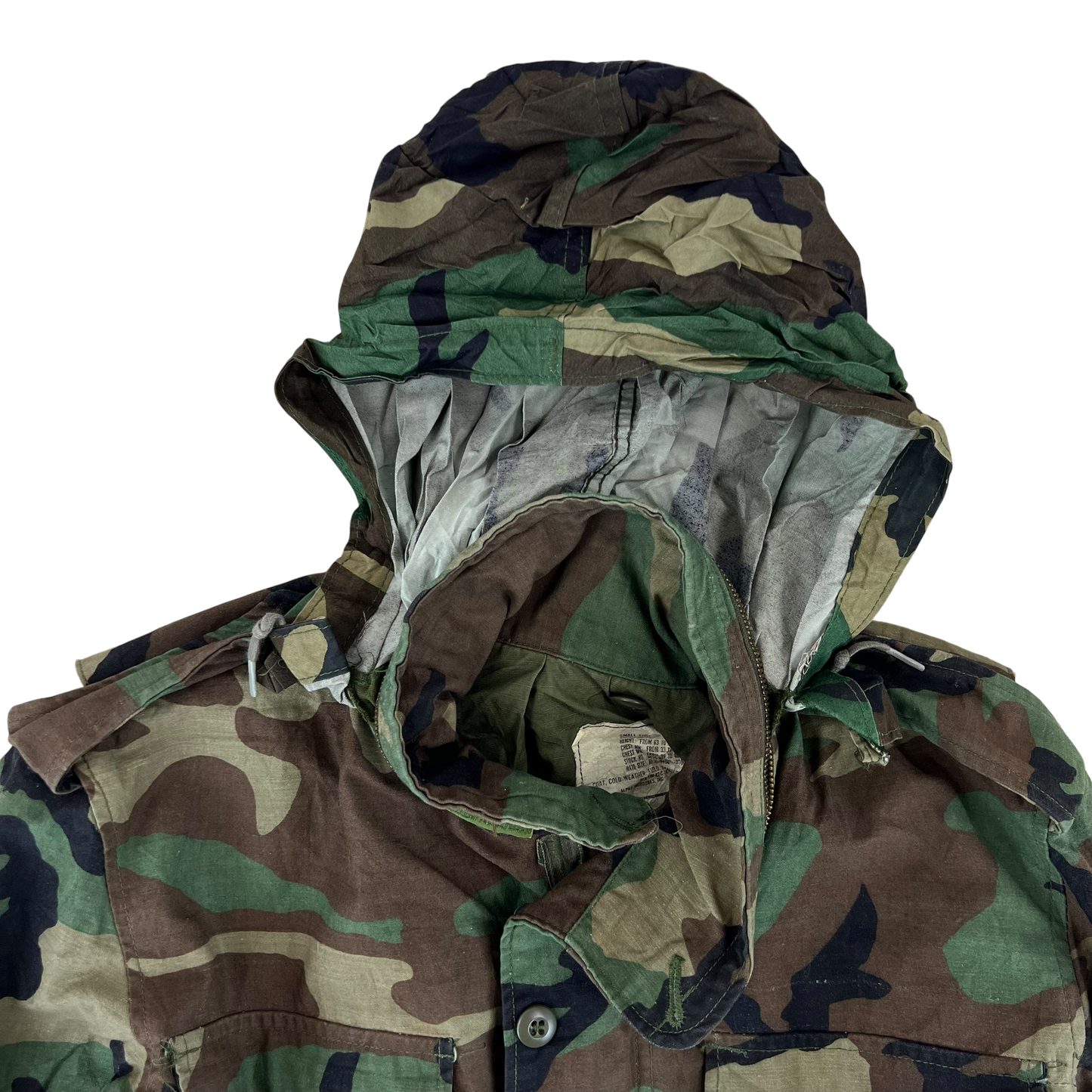 US Army M81 Woodland Camo M65 Cold Weather Field Coat - Small