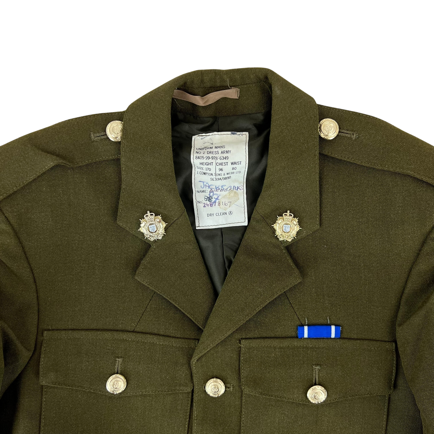 British Army 1980 Pattern No. 2 Olive Green Dress Jacket - RLC - Medium 170/96