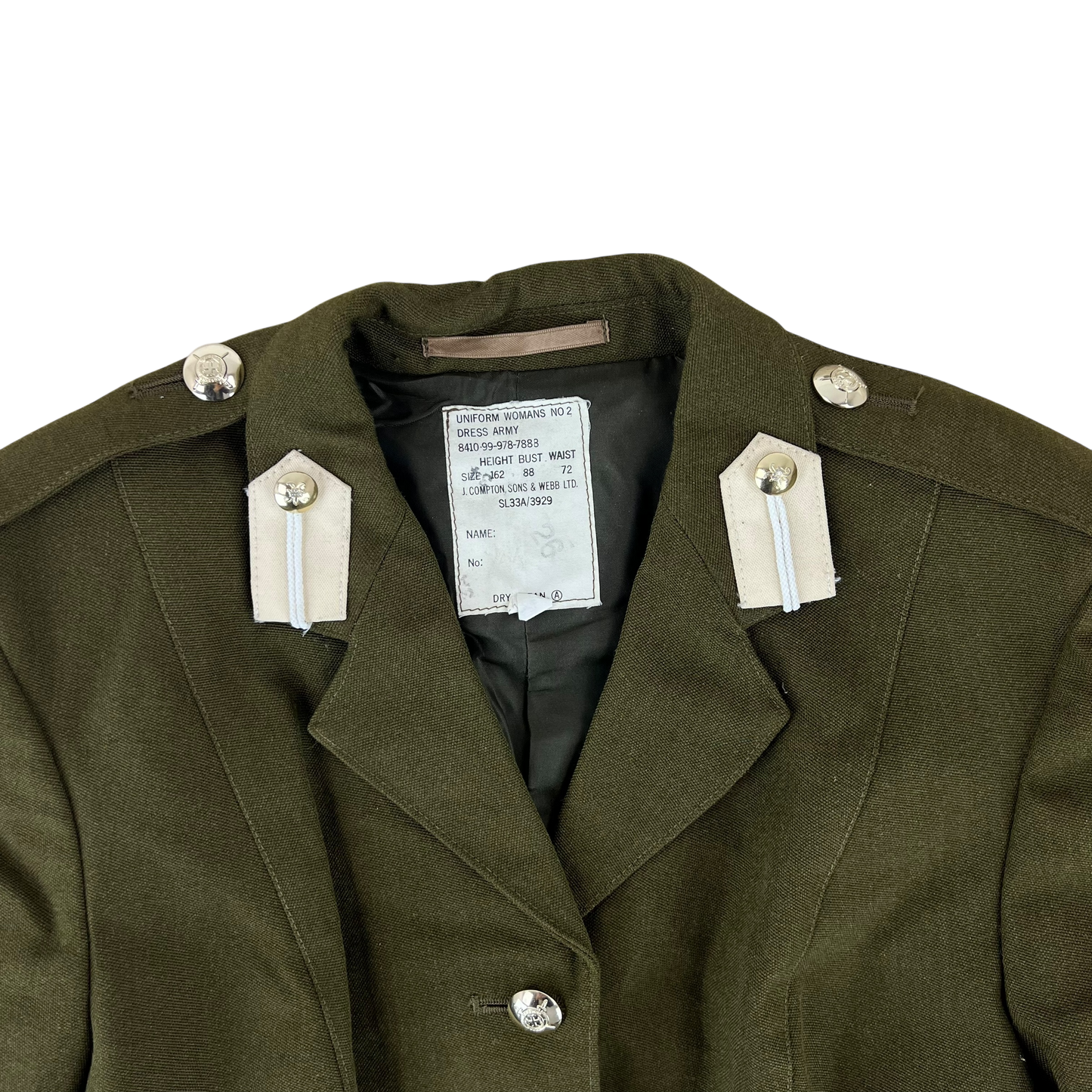 British Army Women's 1980 Pattern No. 2 Olive Green Dress Jacket - Welbeck College - Small 162/88