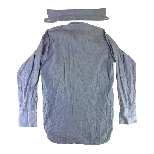 British RAF Vintage Collarless Light Blue No. 2 Long Sleeve Shirt - Medium