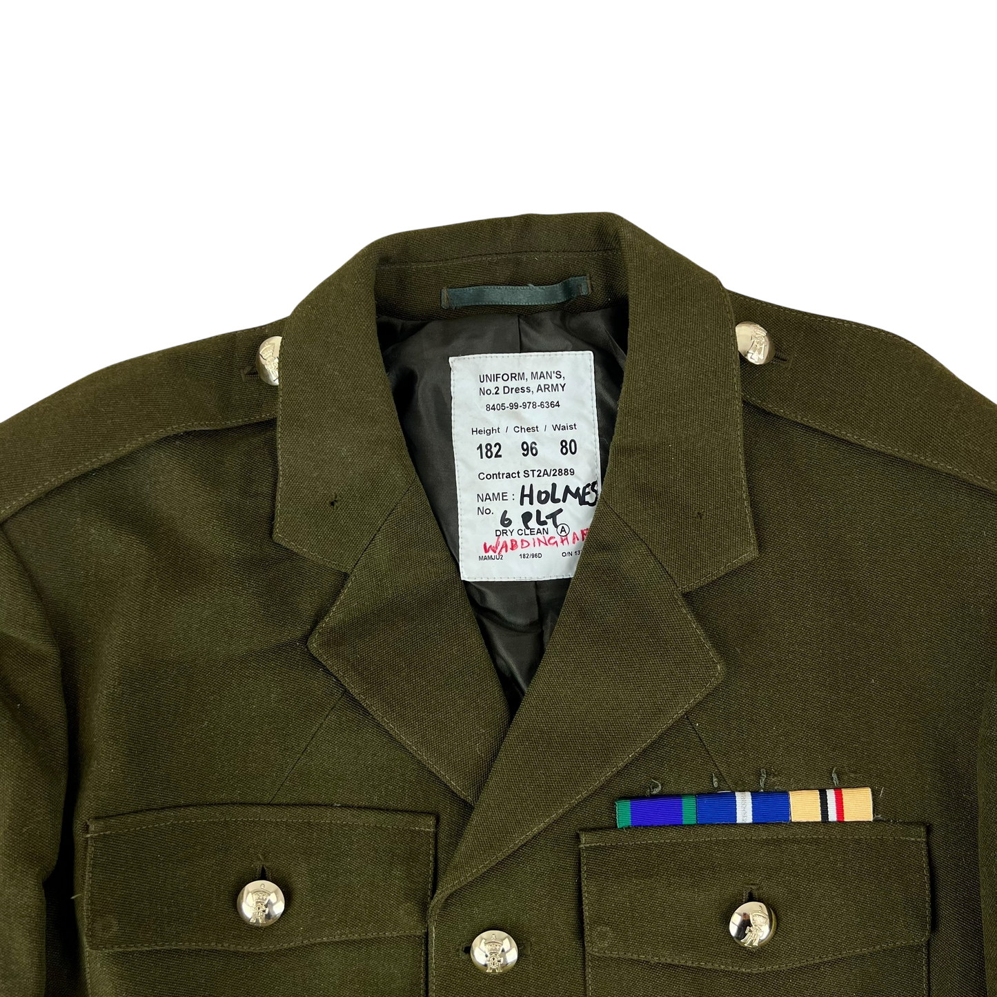 British Army 1980 Pattern No. 2 Olive Green Dress Jacket - Royal Yorkshire Regiment - Medium 182/92