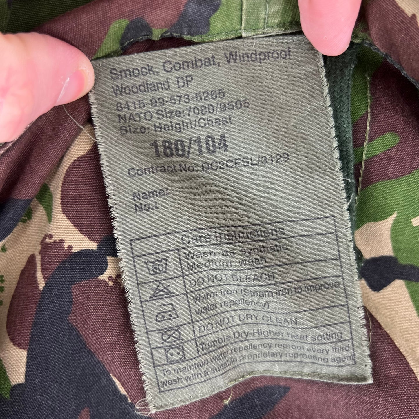 British Army S95 DPM Camouflage Windproof Combat Smock - Large 180/104