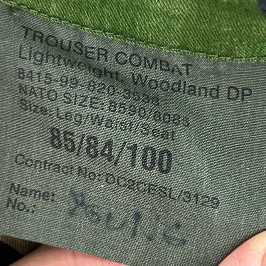 British Army S95 DPM Camouflage Combat Trousers - W33 L33