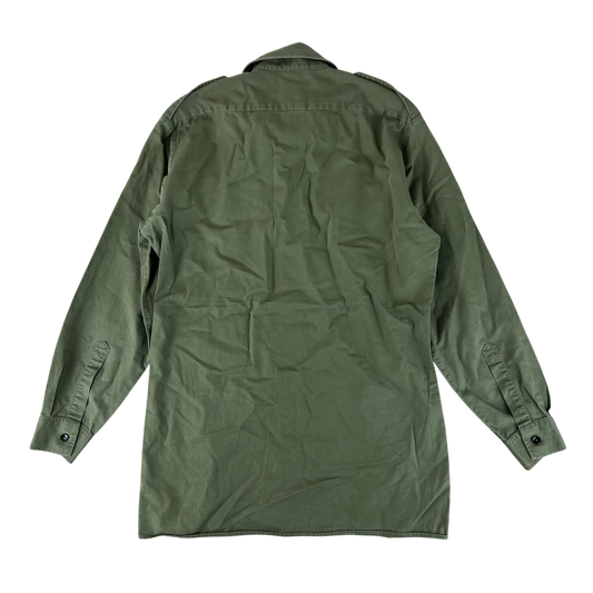 British Army Mens Olive Green Cotton Shirt Long Sleeve - Large
