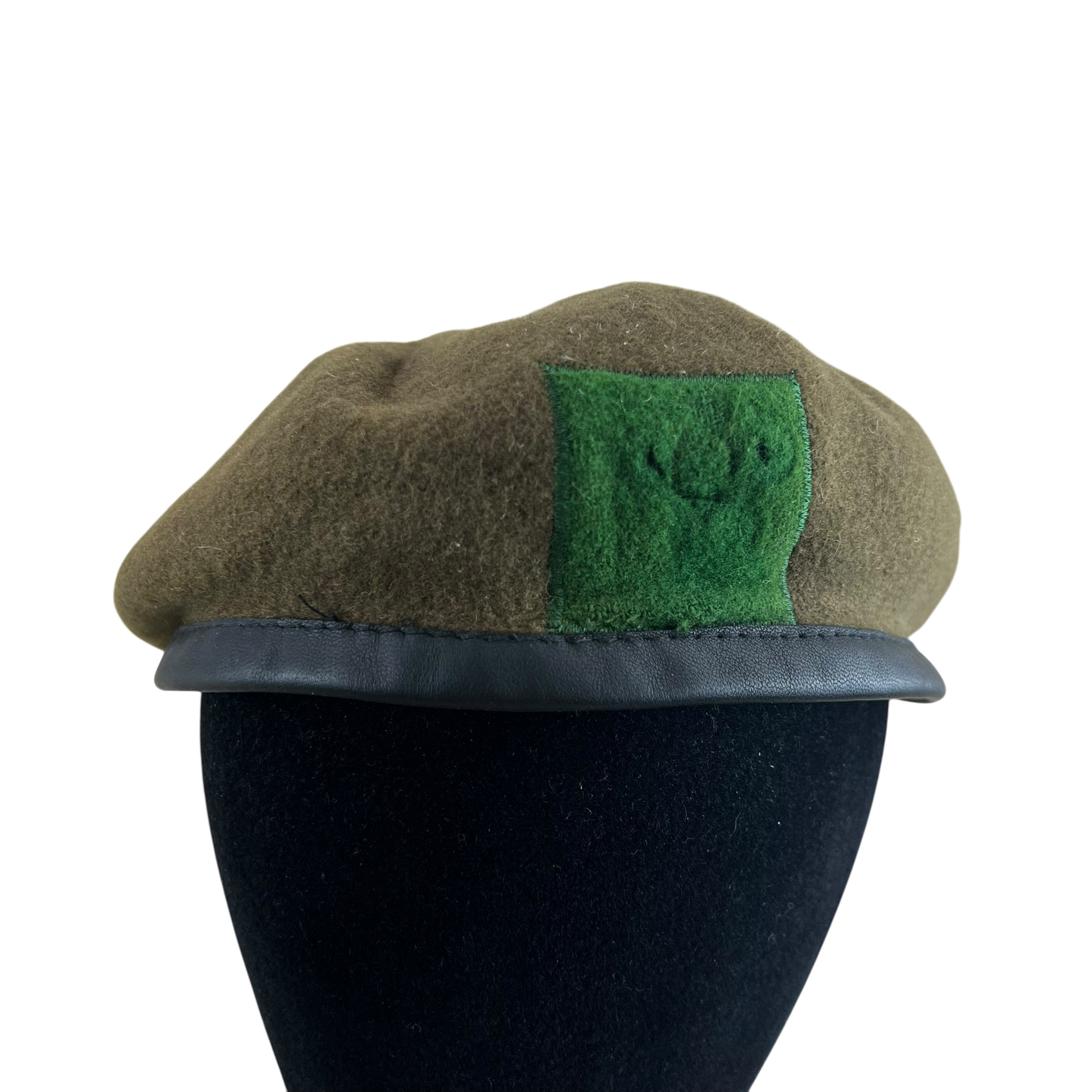 British Army Khaki Beret w Green Patch - Medium