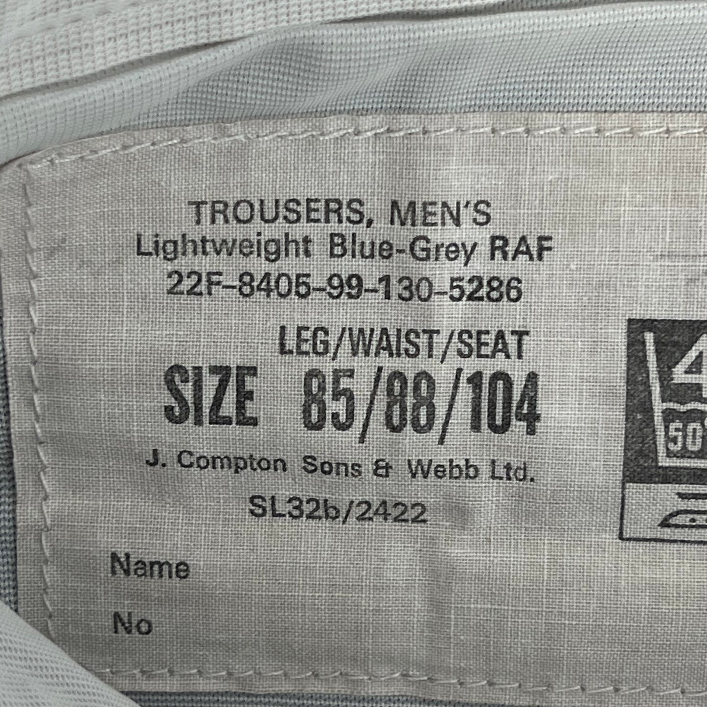 British RAF 72 Pattern Lightweight Blue-Grey Dress Trousers - W34 L32