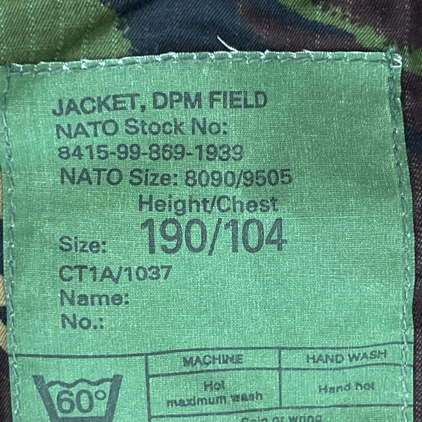 British Army S95 DPM Woodland Camo Ripstop Field Jacket - Large 190/104