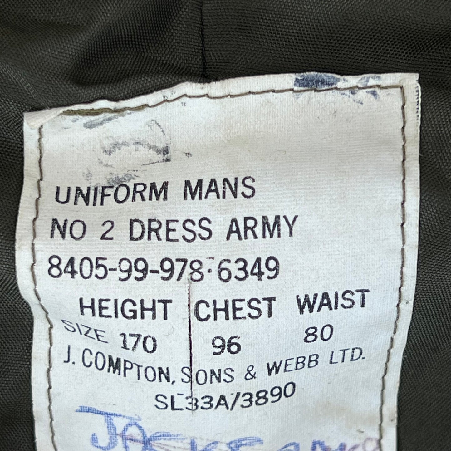 British Army 1980 Pattern No. 2 Olive Green Dress Jacket - RLC - Medium 170/96
