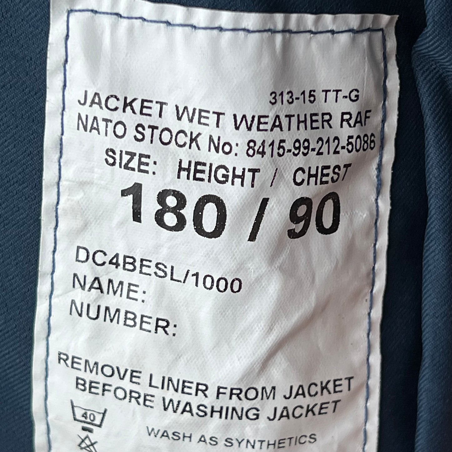 British RAF MVP Wet Weather Coat Jacket - Small 180/90